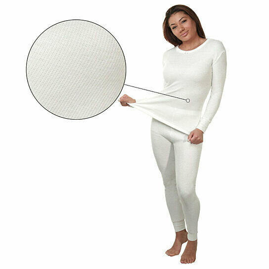 Women's Super Soft 100% Cotton Long Johns Thermal Top Bottom 2pc Underwear Sets