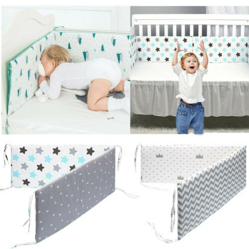 Baby Crib Bumper Thicken Pad Breathable Comfy Toddler Bed Cot Protector Cotton