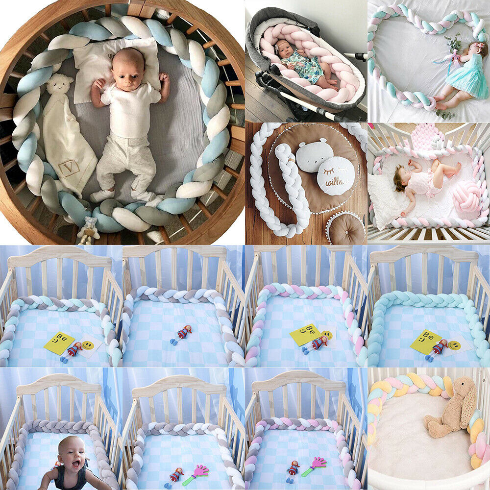 Infant Soft Braided Crib Plush Pillow Fence Bed Protection
