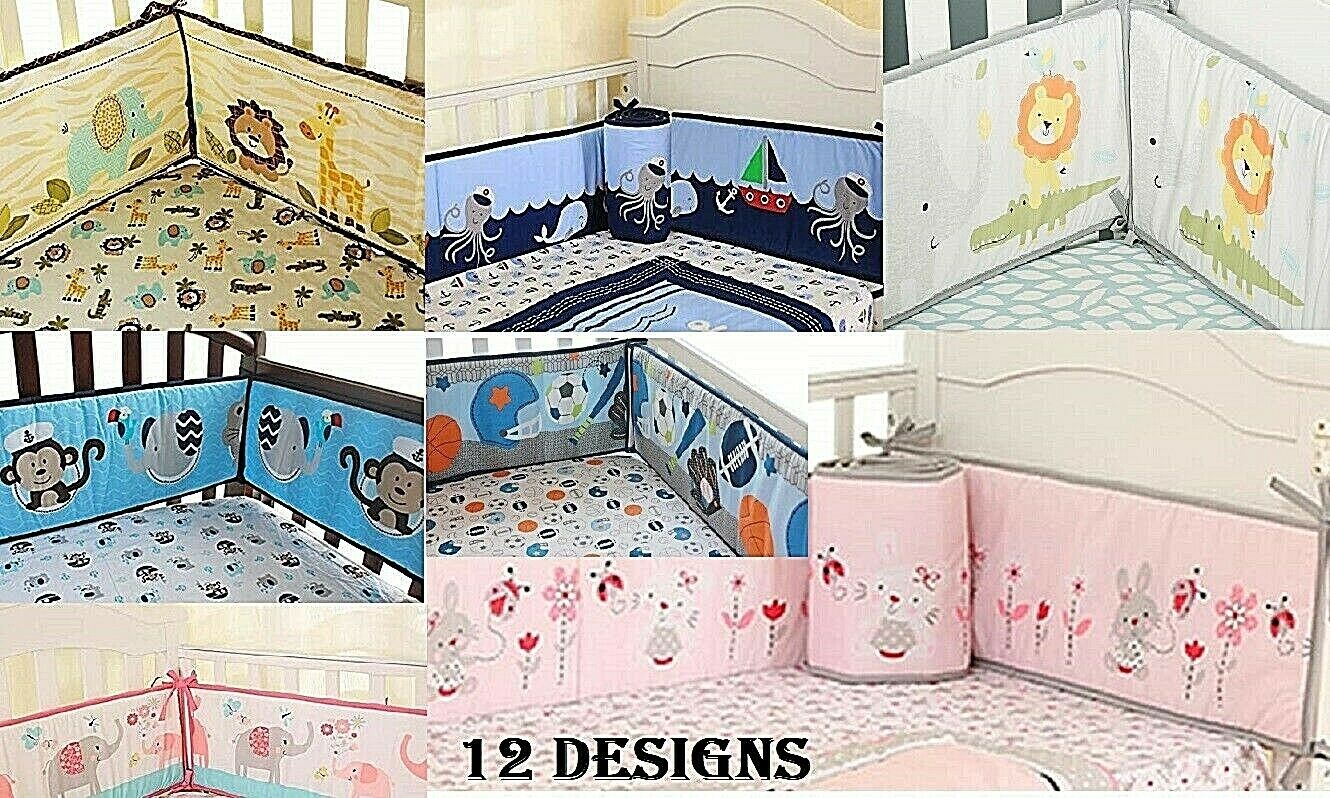 Baby Crib Bumper Safe Pads Boy Girl Choose Style Thicker Padding Many Designs